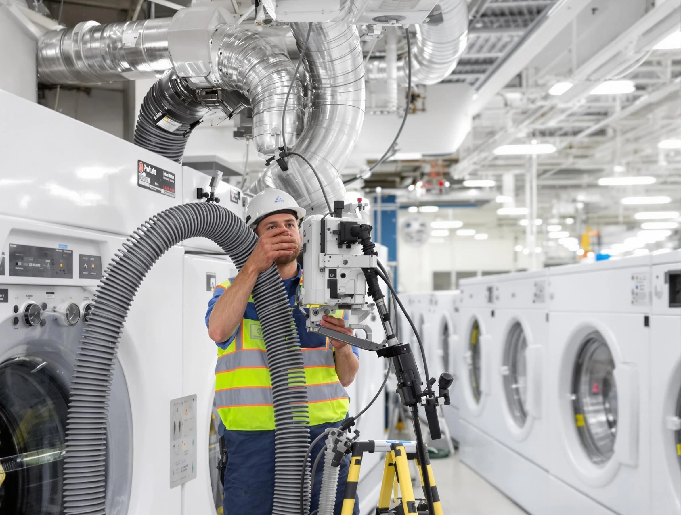 Slaughterville Dryer Vent Cleaning team performing commercial-grade dryer vent cleaning at a business facility in Slaughterville