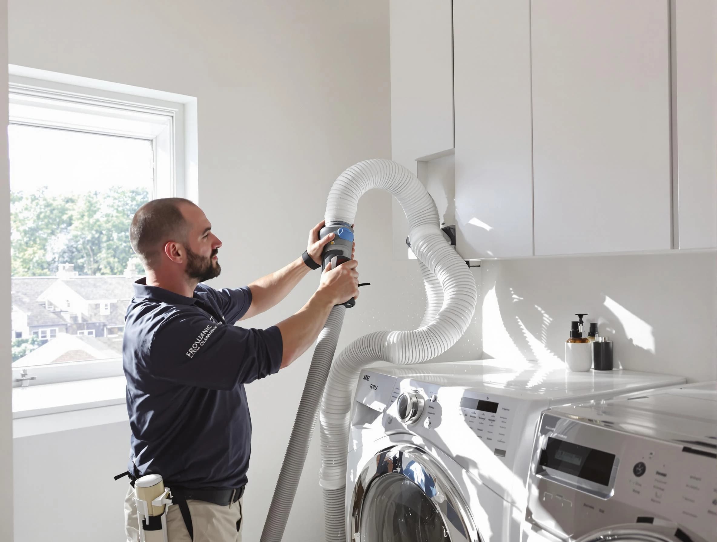 Certified Slaughterville Dryer Vent Cleaning technician performing dryer vent cleaning in Slaughterville