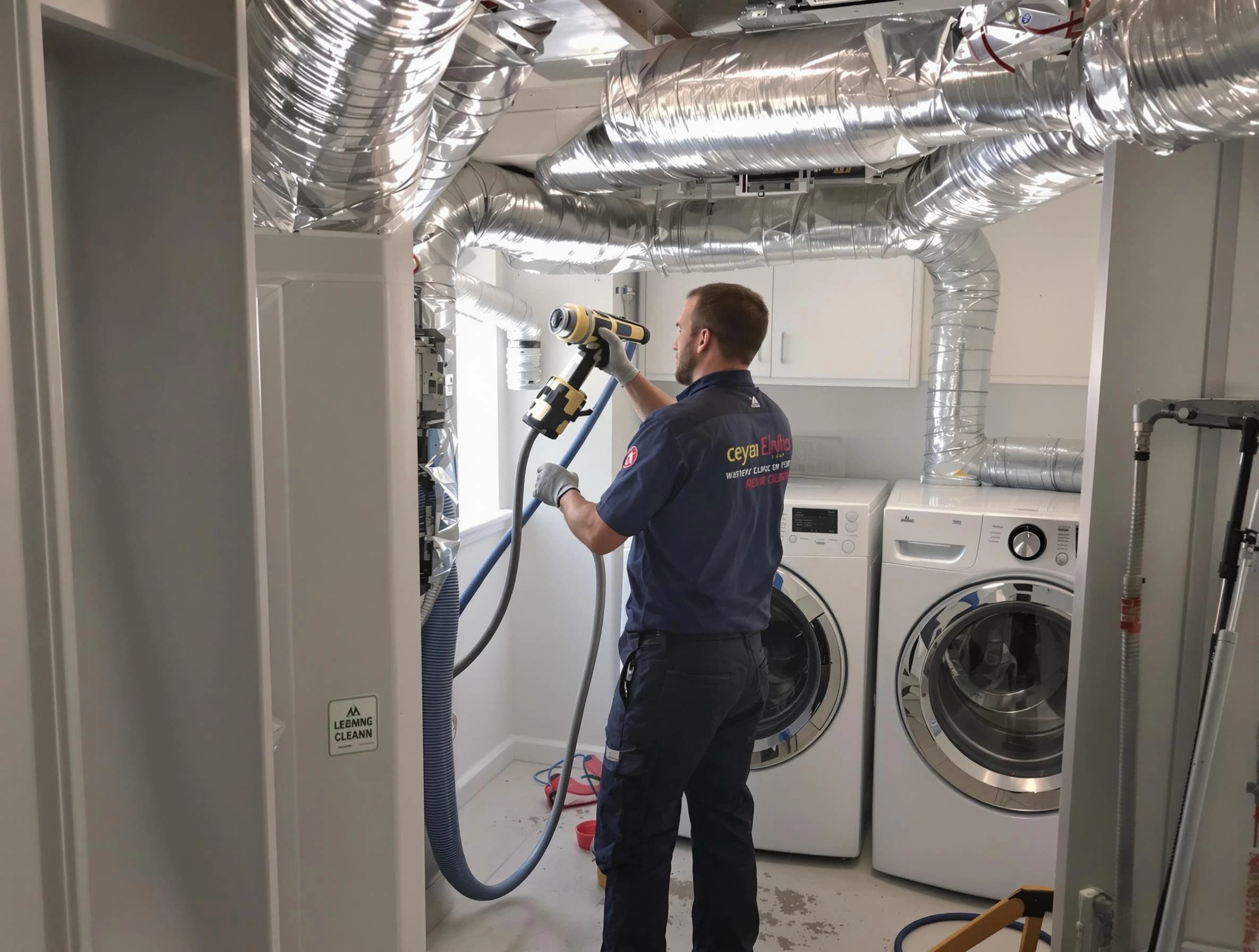Slaughterville Dryer Vent Cleaning specialist using advanced equipment for thorough duct cleaning in Slaughterville